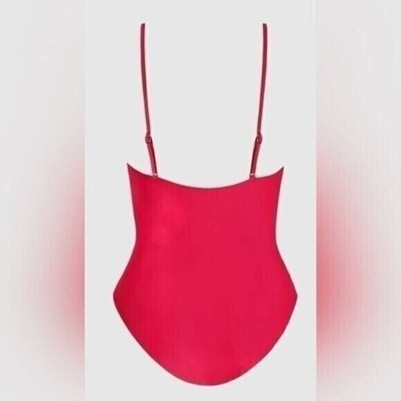 Cupshe Women’s One Piece Swimsuit Medium Pink V-Neck Ruched High Cut Adjustable - Picture 6 of 9